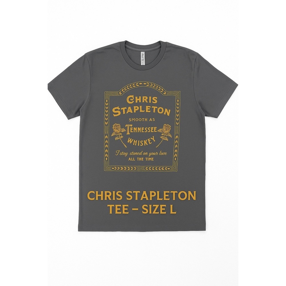 Chris Stapleton Tennessee‎ Whiskey Graphic Tee Gray Gold Next Level Size L